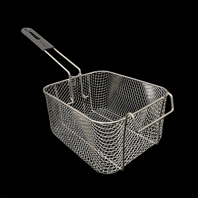 [Stainless Steel Frying Basket] Stainless Steel Frying Basket with Foldable Handle, Heat-Resistant Mesh for French Fries, Chicken Wings, and Snacks, Easy to Clean Cooking Tool for Home and Commercial Kitchen Use