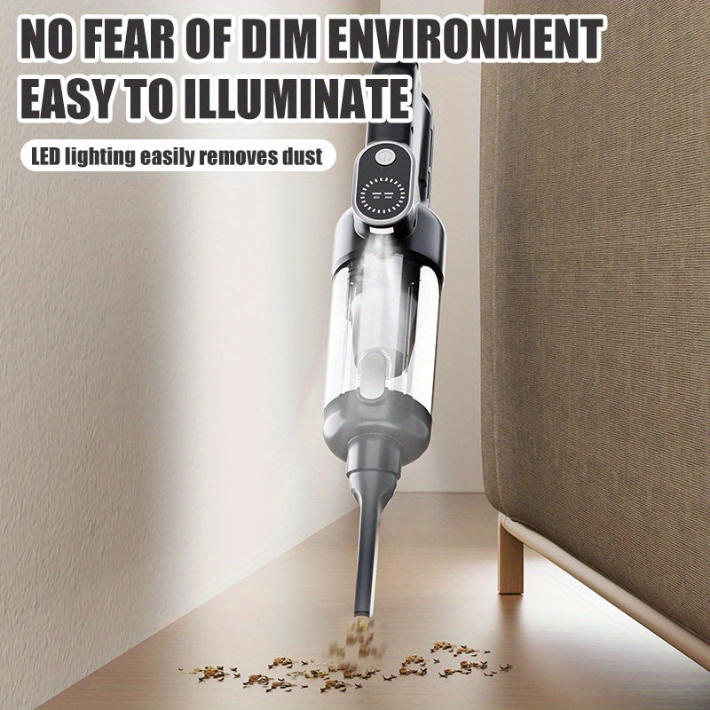 [2-in-1 Car Vacuum Cleaner] 2-in-1 Portable Wireless Brushless Car Vacuum Cleaner | Handheld Cordless Vacuum & Air Duster with LED Light, Multi-Nozzles for Car, Home, Office, Pet Hair | 15KPa Suction Power, 0.3H Runtime, USB