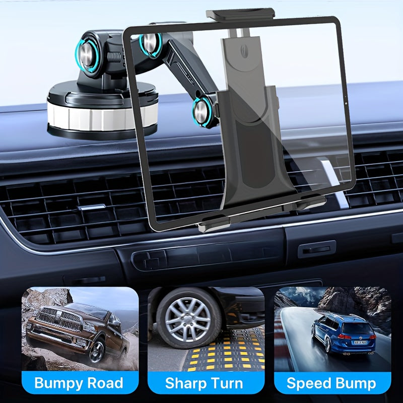 2-in-1 Universal Car Mount Holder for 4-13 Inch Phones/Tablets with Stable Vacuum Adsorption, ABS Material, Compatible with Trucks and Cars
