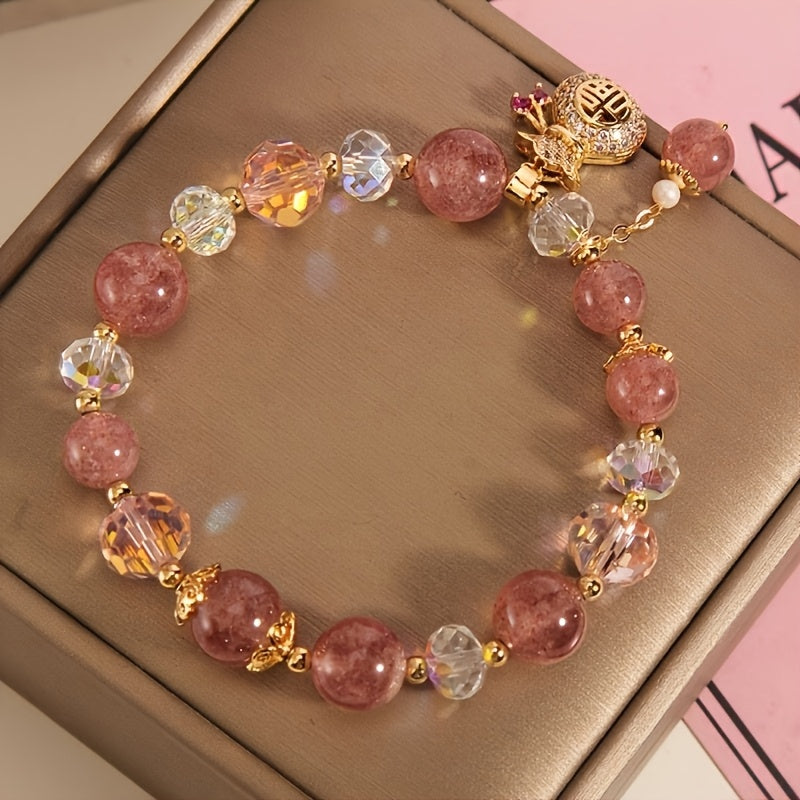 Golden Pink Beaded Bracelet