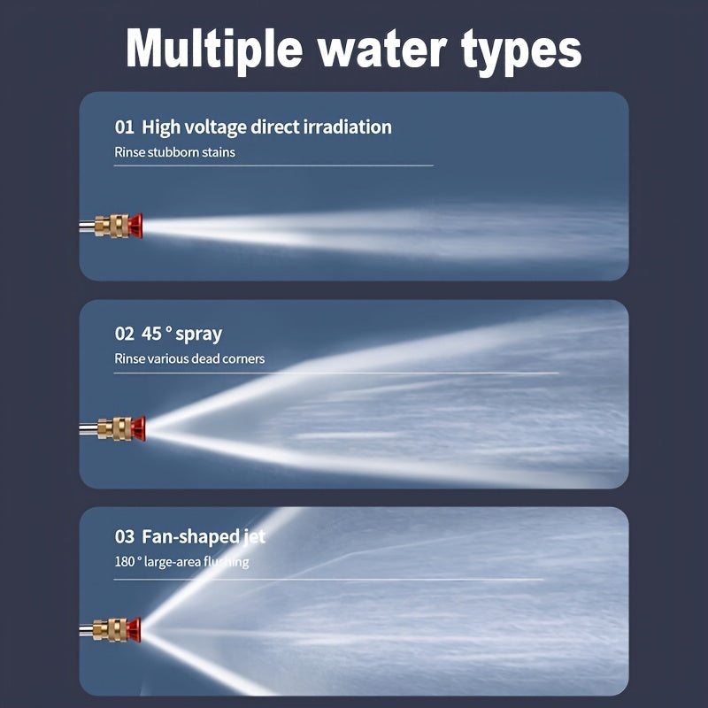 Stainless Steel High-Pressure Washer Gun, 3000 PSI Max with Quick Connect Nozzles Hose Connector, Equipped with A Single 15000mAh Battery, Single Battery Use Time Of About Half An Hour.