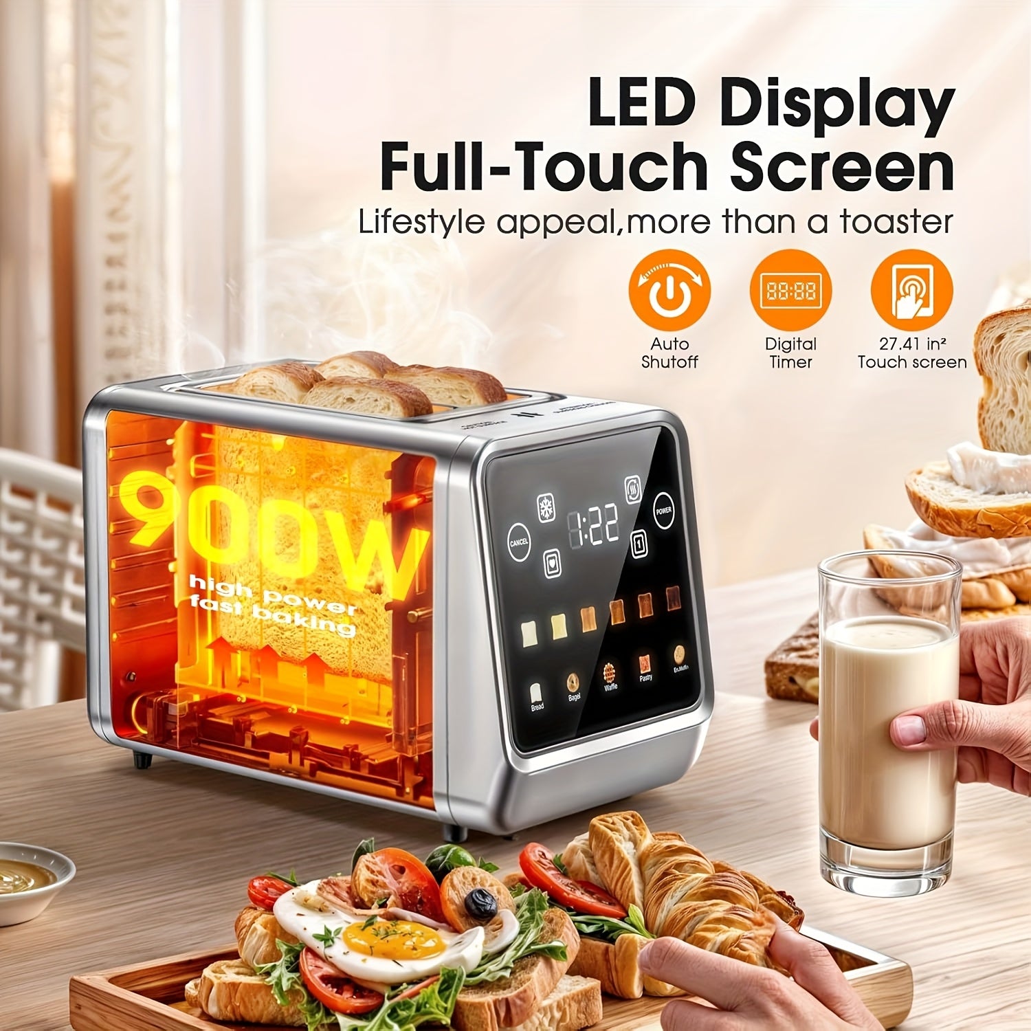 Stainless Steel Touch Screen Toaster