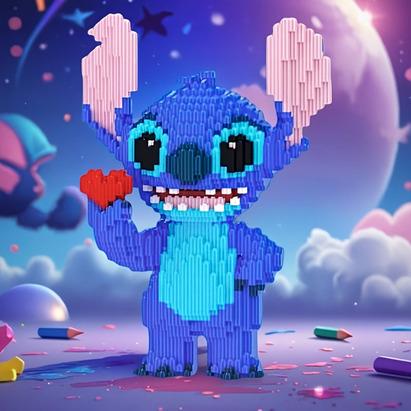 Stitch Building Blocks Set - Official Stitch 3D Model Kit with Expressive Eyes, Poseable Arms & Heart, Large 4000pcs Construction Set for Birthday Party Decorations, Role Play, Photo Props - Compatible with Stitch Fans (Offic