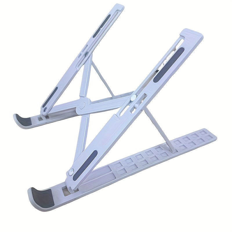 Travel Friendly| Adjustable & Portable Laptop Stand - Sleek ABS Material, 10-Level Folding Notebook Holder with Cooling Base, Ergonomic Design for All Laptops