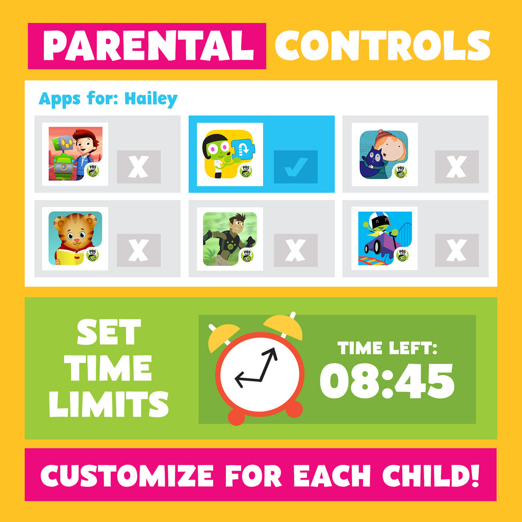 PBS Kids - Playtime Pad 2.0 - 7" HD Kids Safe Tablet + Live TV