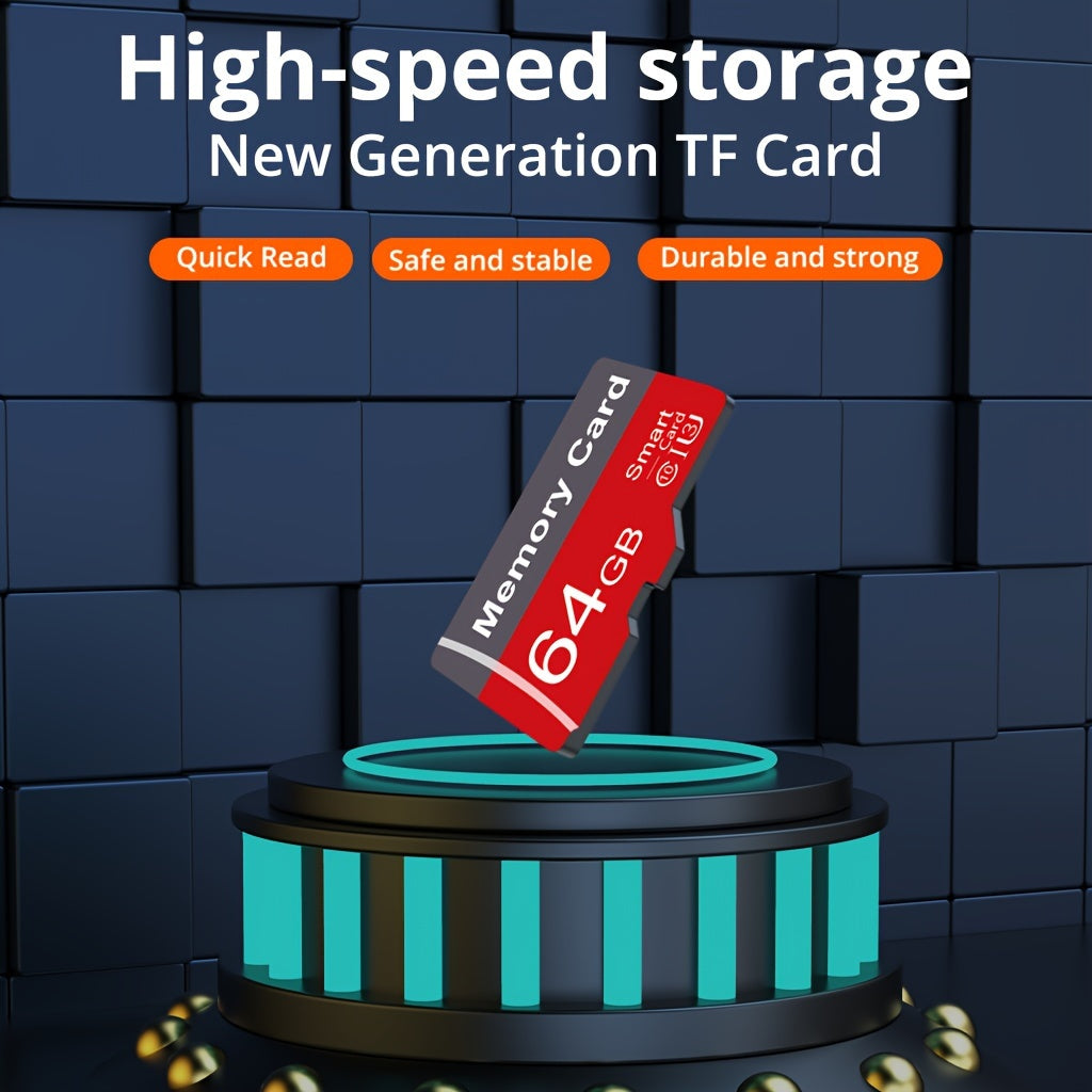 [High Speed Memory Card] High Speed 1pc Memory Card 64GB 32GB 16GB With Adapter | Flash TF Card 8GB 4GB 2GB 1GB, A1 C10 Memory TF Card For Tablet/Camera/Mobile Phone/Laptop/PC/Car Audio/Game Console/Audio - Store Your Files S