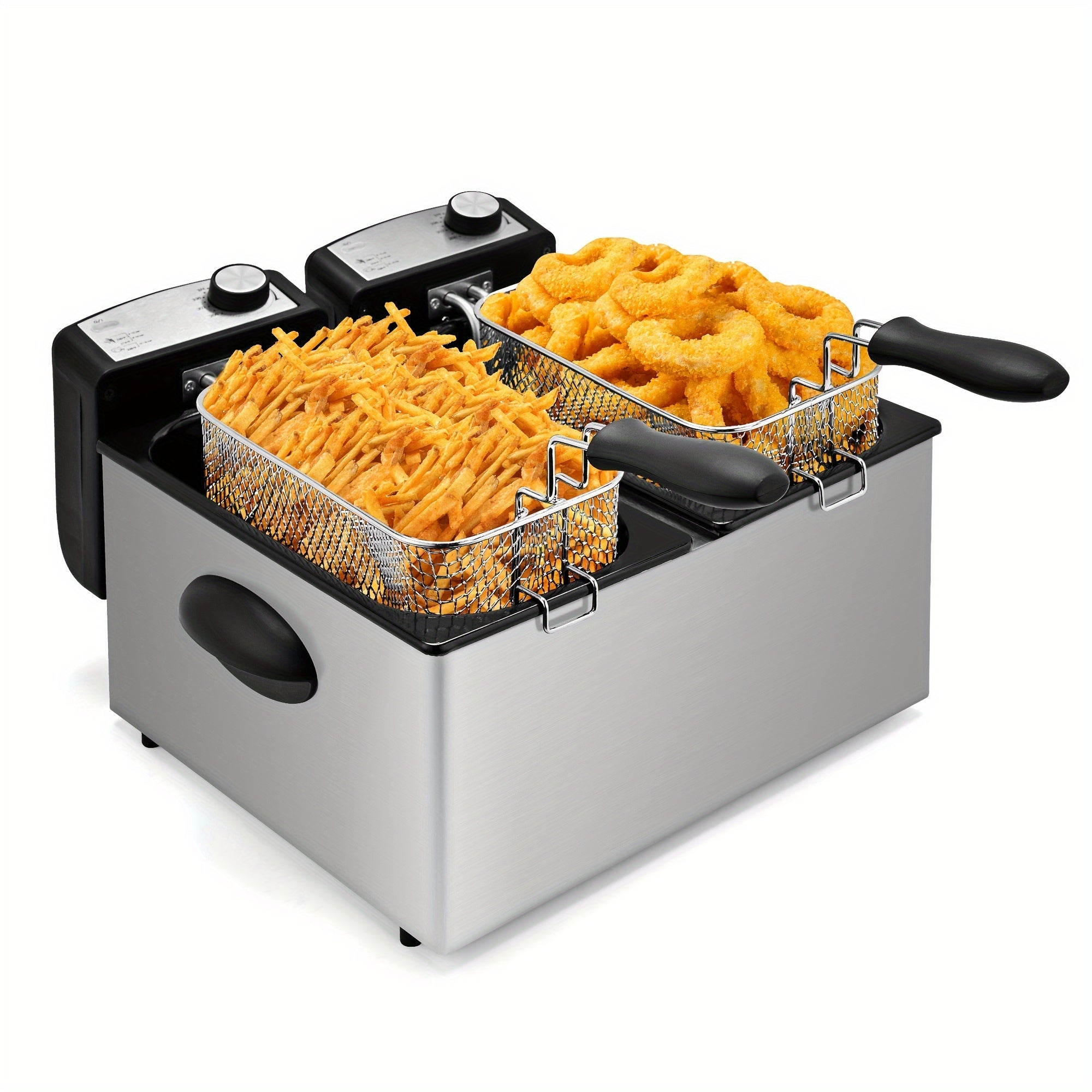 SUSTEAS Deep Fryer for Home Use, Large Capacity Oil Fryer with 5 Sizes, Adjustable Temperature Control, Easy-to-Clean Pot, Made Of 304 Stainless Steel, Local Warehouse, Compact And Durable Design, Stylish Cooking Appliance &