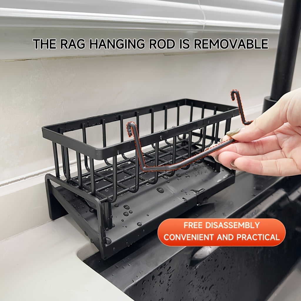 Multifunctional Plastic Kitchen and Bathroom Sink Storage Rack Set - Faucet Hanging Storage Rack, Suitable for Dishcloths, Sponges, Brushes - Durable, Kitchen Sink Drainer Rack, Dish Drainer For Kitchen, Kitchen Accessory