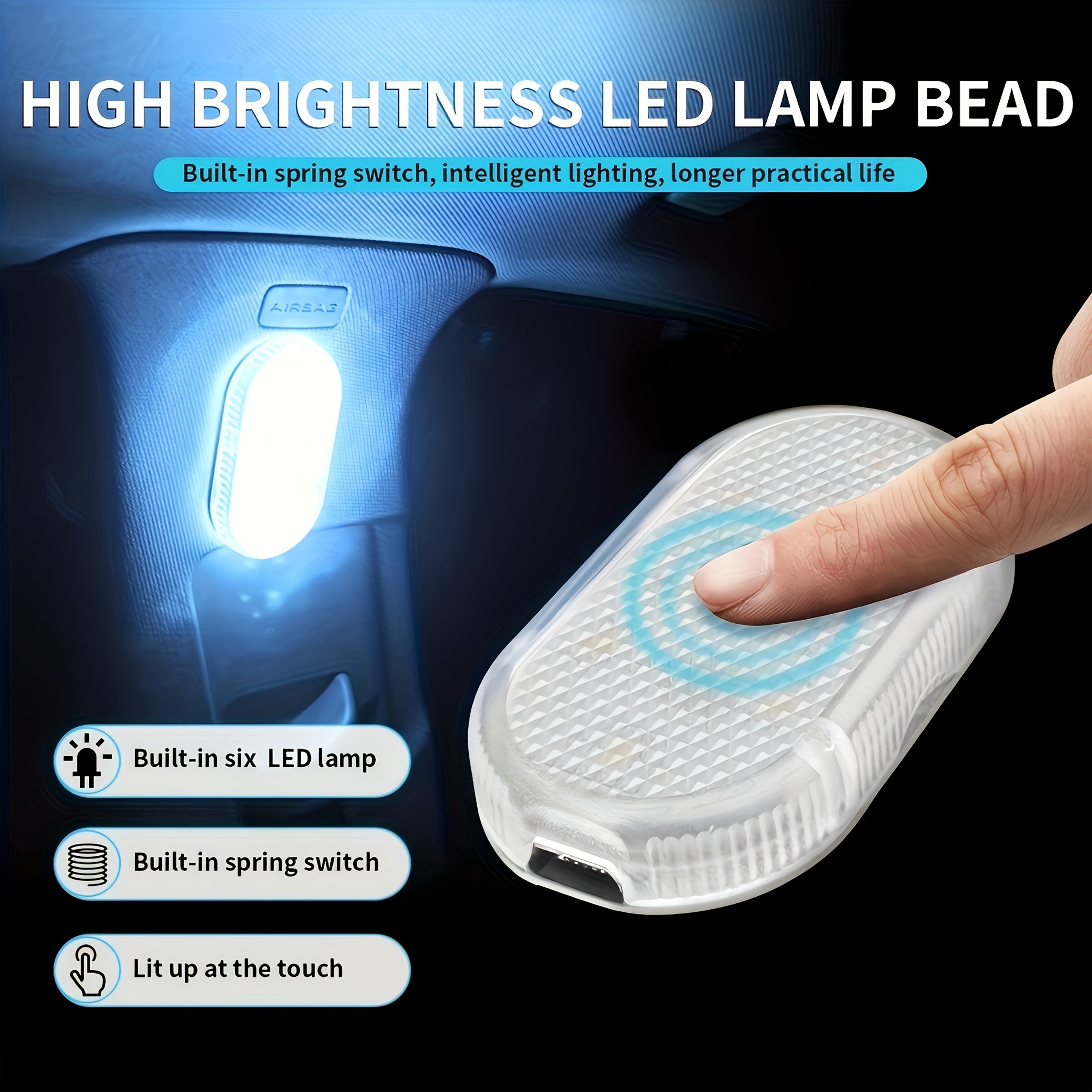 [RGB Car Light] Wireless RGB Car Interior Ambient Lighting Kit | Colorful Decorative Lights, USB Rechargeable, Easy to Install | Perfect for Car and Home Use