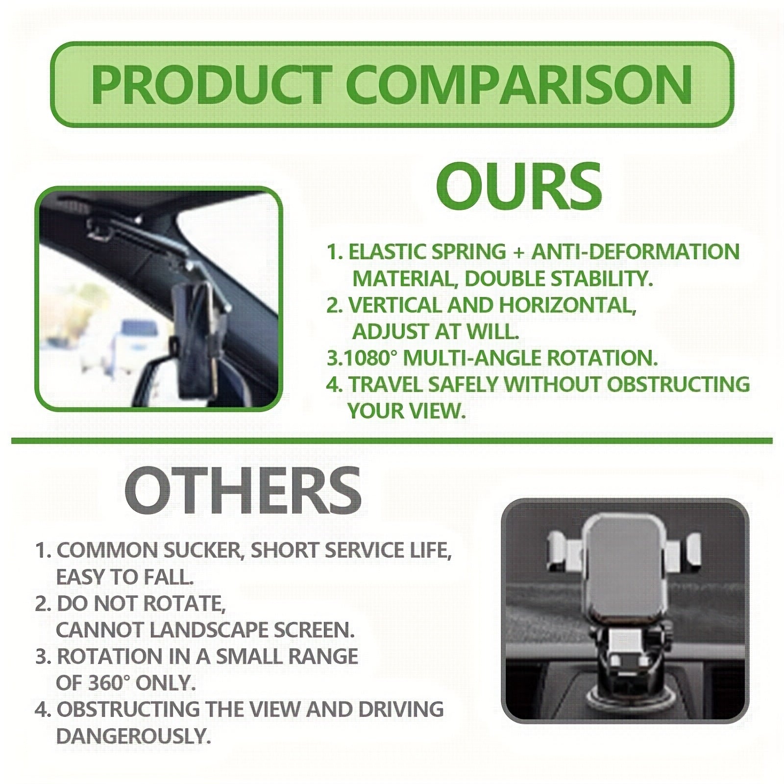 1080° Multifunctional SunVisor Phone Car Mount, 360 Degree Rotating Cell Phone Holder for Any Scene, Retractable Car Phone Holder.