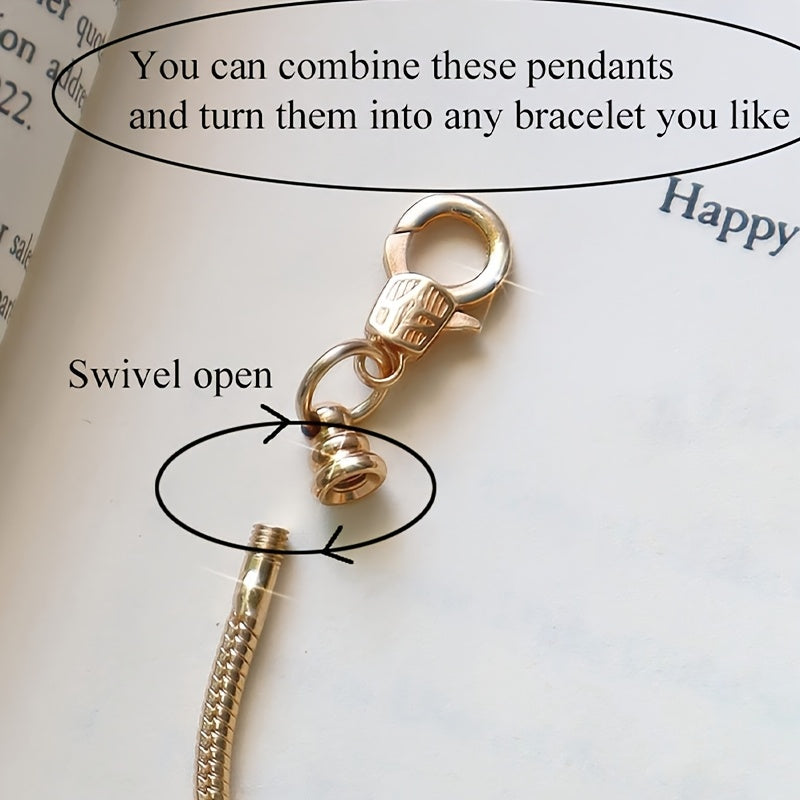 [1pc Rose Golden Charm Bracelet] 1pc Rose Golden-Plated Adjustable Charm Bracelet | Sparkling Artificial Crystal Accents, Ballet-Inspired Design for Valentine's Day, Mother's Day, Weddings & Special Occasions