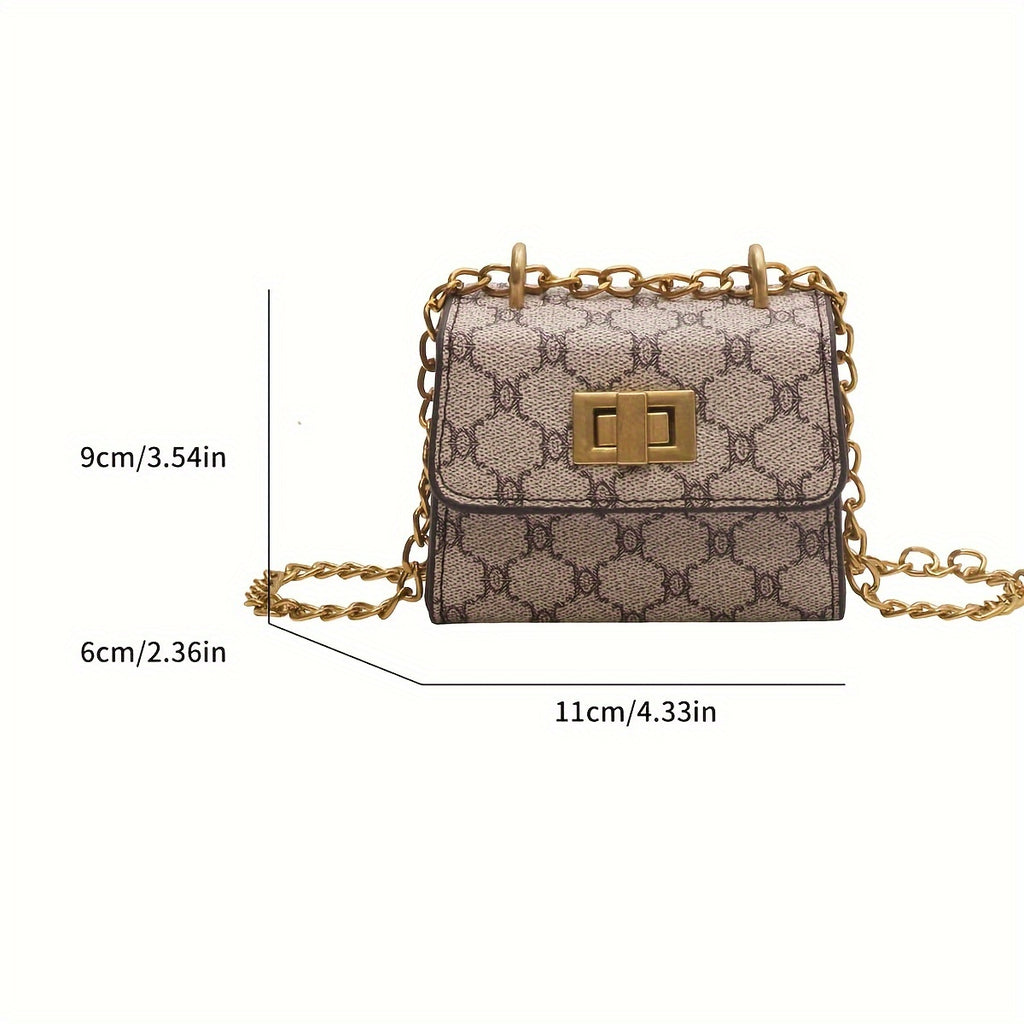 Rubini Handbag with Golden-Tone Turn-Lock Closure - Glossy Golden 'R' Logo & Chain-like Strap, Beige/Golden/Grey Shoulder Bag for Casual & Formal Events, Elegant Golden-Tone Hardware Purse (No Maintenance Required)