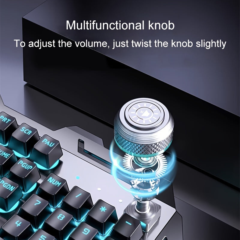 [EWEADN LED Gaming Keyboard] EWEADN 104 Keys LED Backlit Wired Gaming Keyboard - Ergonomic Silent Design, Adjustable Volume Knob, USB Powered, for Desktop & Notebook Computers, Office Accessories