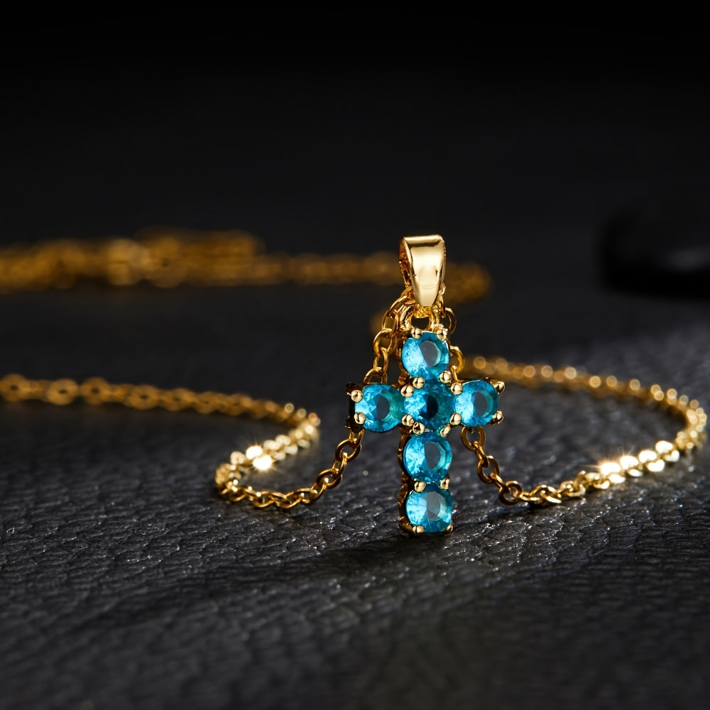 Golden-Tone Copper Cross Necklace