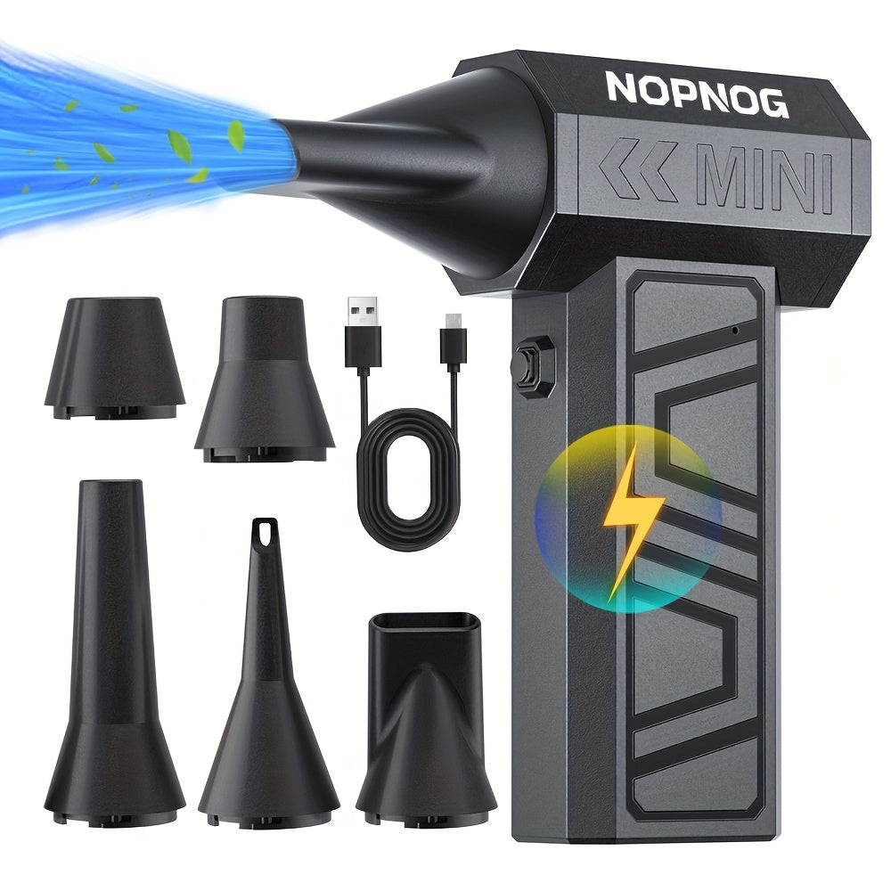 Electric Air Duster, 4-Speed Adjustable 130000RPM Turbo Jet Fan Cleaning Blower Tool, Type-C USB Rechargeable, with 5 Outlet Nozzles, Suitable for Car, Home, Computer, Keyboard, Outdoor