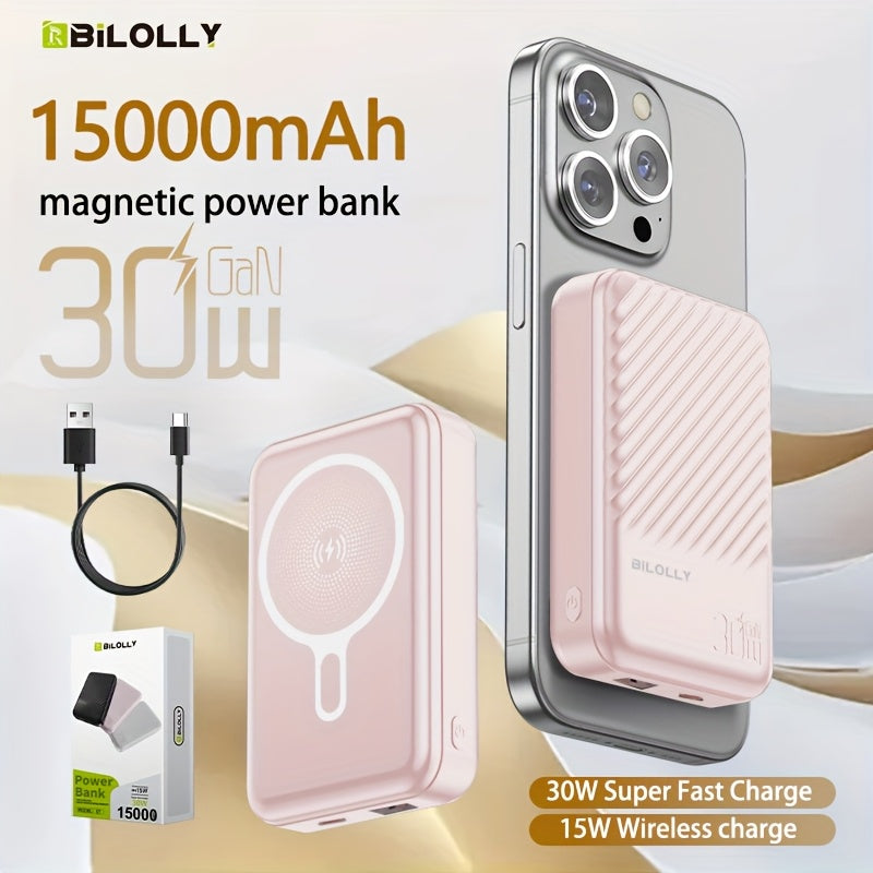 New Magnetic Wireless Power Bank - Portable Charger Power Bank, 5000/10000/15000mAh Battery Pack, 22.5/30W PD Fast Charging, 15W Wireless Charging, Magnetic Battery Pack For 17/16/15/14/13/12/Pro/Mini/Pro Max And Wired Chargi