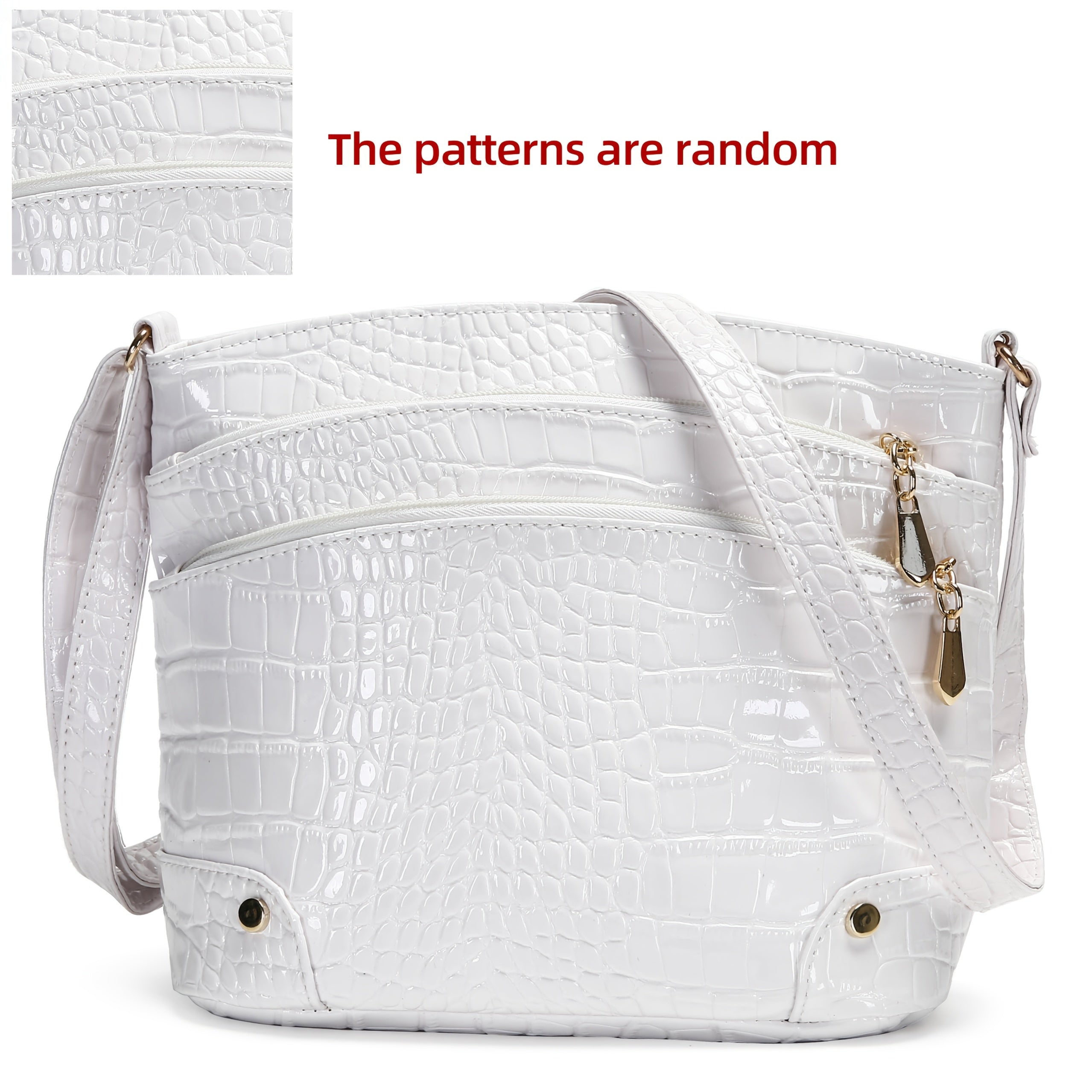 Shiny Crocodile Pattern Women'S Bag, PU Soft Shoulder Bag, Multi-Layer Crossbody Bag, Stylish And Versatile Large Capacity Bucket Bag.