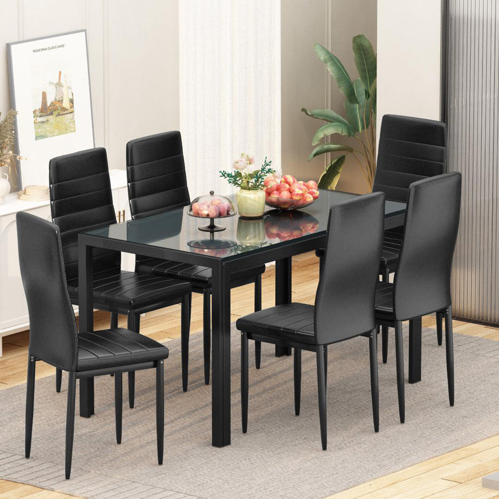 7-Piece Modern Glass Dining Table