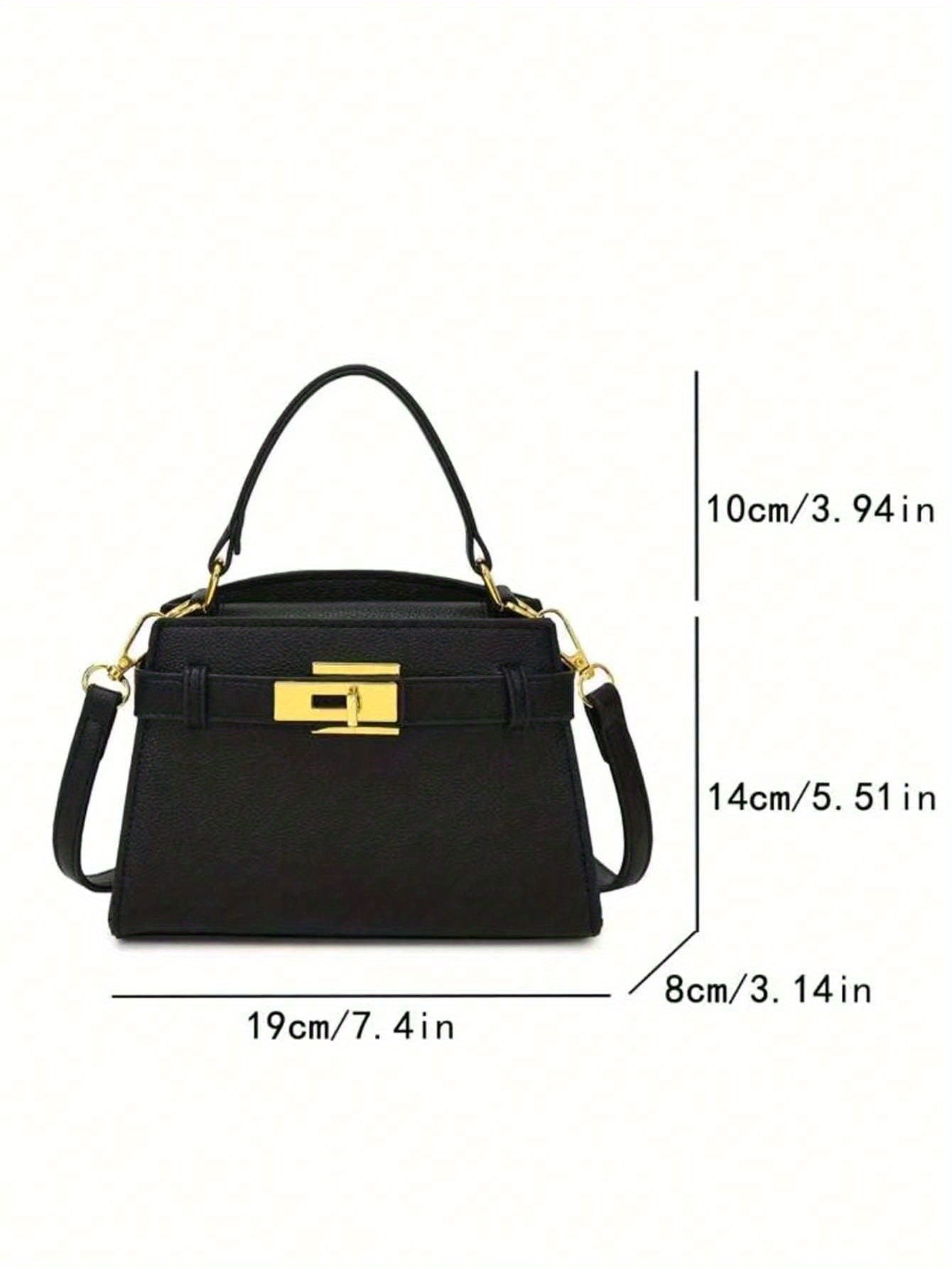 Women'S Elegant Business Casual Handbag - Structured Tote with Golden-Tone Hardware & Buckle Closure, Structured Crossbody Bag with Golden-Tone Hardware, Durable & Easy-clean Design For Office, Work, Travel - Perfect Mother'S