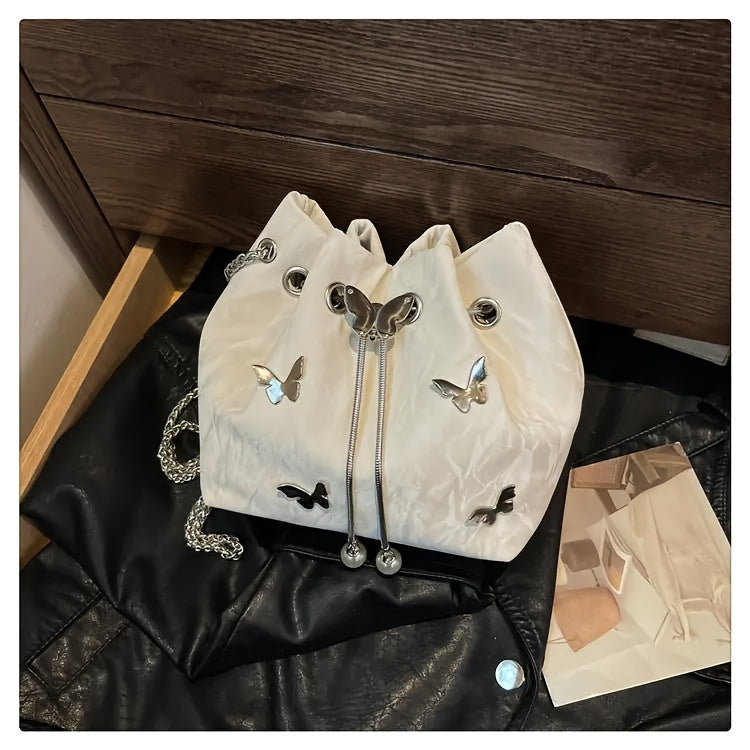 Trendy Bowknot Women'S Handbag, Unique Versatile Tote Bucket Bag, High-Quality Handheld Shoulder Bag, Stylish Chain Crossbody Bag.