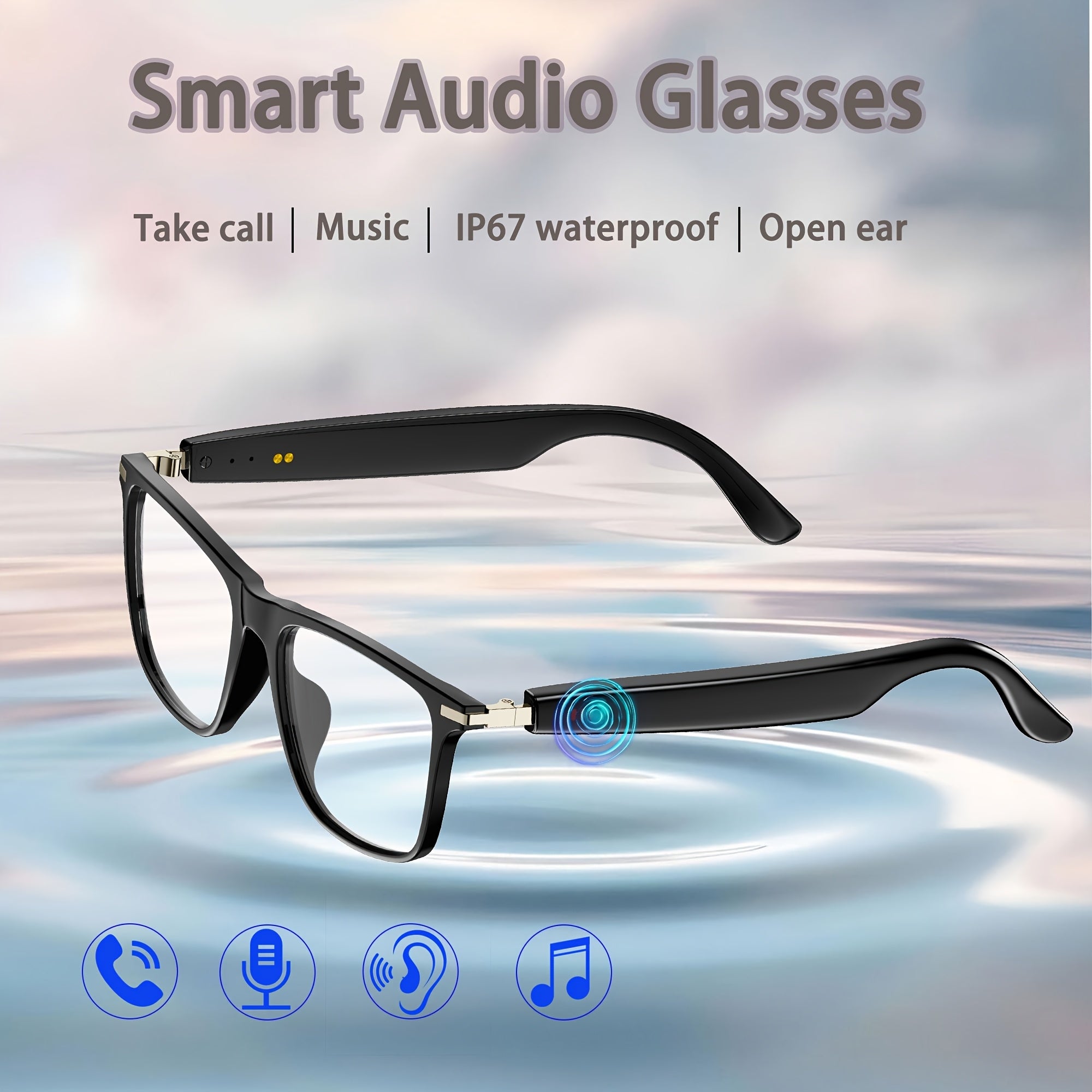 New Smart Glasses For 2025, With Ultra Long Battery Life, And Sweat Proof, Wireless Connection To Smartphones, Listening To Music And Making Phone Calls, Comfortable Wearing For Business And Sports All Day Long, Holiday Gifts