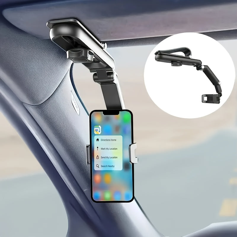 Car Phone Holder, 1080° Rotating Sun Visor, Multifunctional Mount, Safe and Convenient Hands-Free Driving Solution, Suitable for iPhone and Other Smartphones