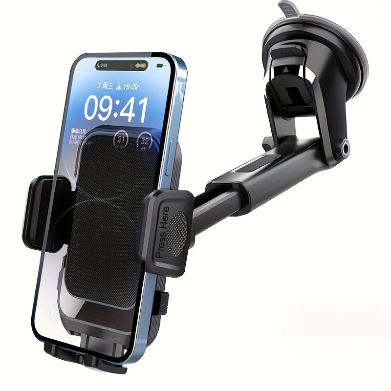 360-Degree Rotation, 270-Degree Head Rotation, Suction Cup Dashboard Mount, Soft PVC Car Phone Holder - a Universal 2-In-1 Smartphone Clamp for Vehicle Navigation.
