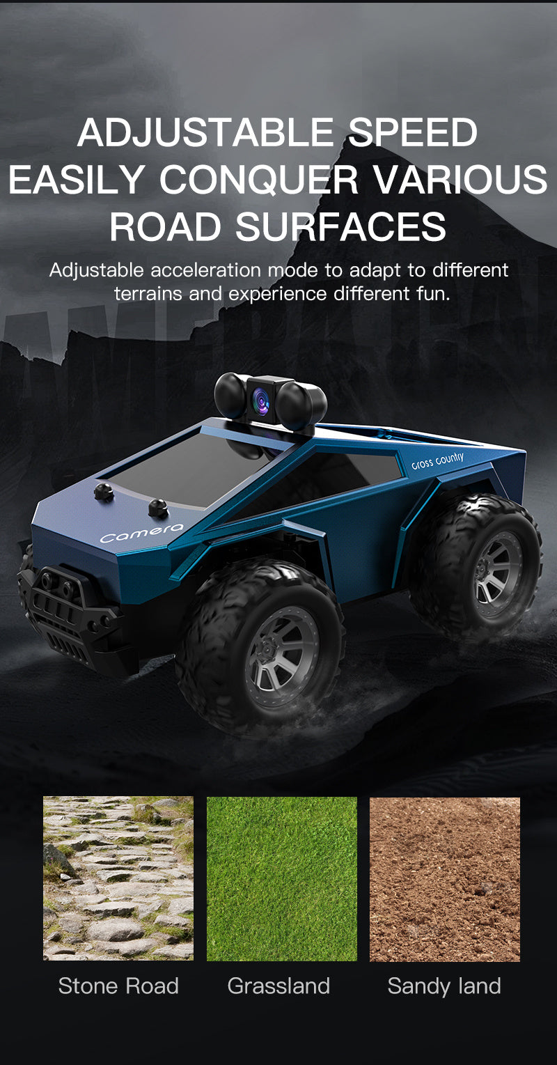 1/28 Scale FPV RC Truck with Camera & Live Video, 2.4GHz Remote Control Car with FPV Goggles-like View, Alloy-Body Style (Plastic), Anti-Interference System, 2-Speed Modes & Flashing Lights - Controlled for Boys & Adults (Gif