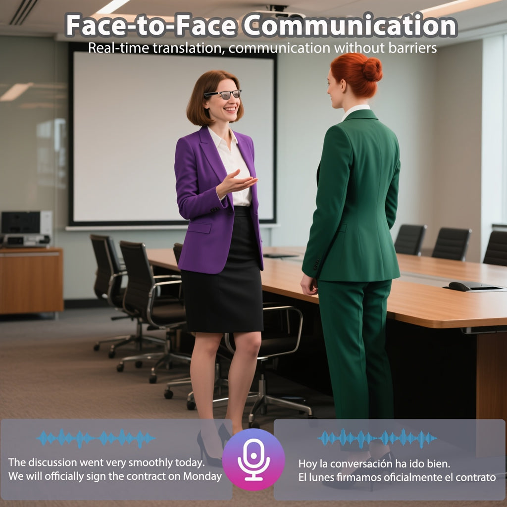 AI Smart Glasses with 160-Language Real-Time Translation & Chat GPT System, Built-in Microphone/Speaker, HD Voice Calls & HIFI Music, Physical Color-Changing Lens, Wireless, High Quality, Magnetic Charging, Long-Lasting Batte