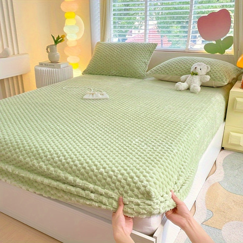 [Velvet | Thickened] 1pc Velvet Thickened Doudou Fitted Sheet Protector | Winter Warmth Soft Comfortable Bedding | Full Encasement Mattress Cover for Bedroom Guest Hotel Sealy