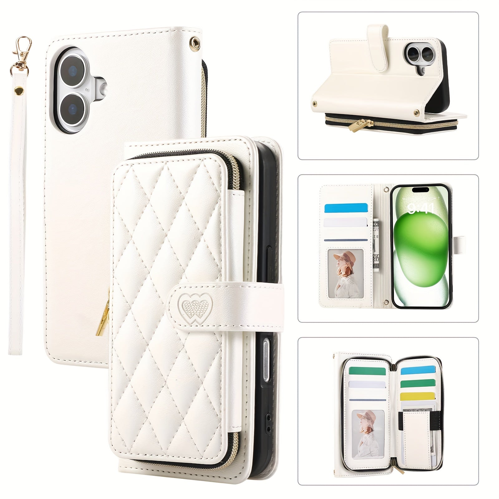 Crossbody Wallet Case Designed for Iphone 16E, 16, 15, 14, 13, 12, 11 Pro Max, 7, 8 Plus, SE 2020, And SE 2022, Featuring a Zippered Handbag Style, Flip Cover, Kickstand Folio, Card Slots, Wrist Strap, And Lanyard for The for