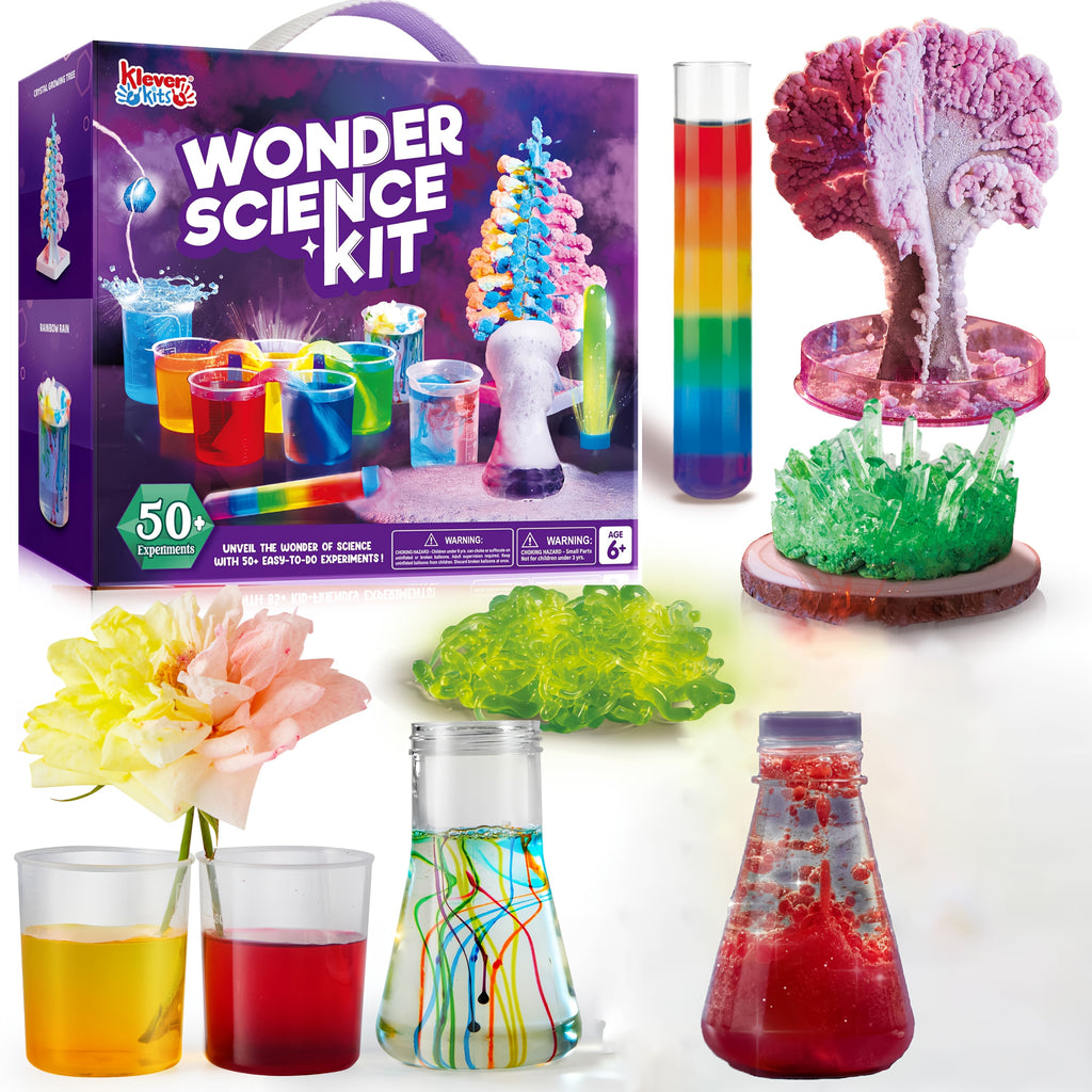 50+ Wonder Science Kit, Experiments Educational Toy For Kids: Growing Crystal Tree, Explore Chemistry Reactions & STEM Lab Activities - Ultimate Birthday Christmas Gifts For Boys And Girls Ages 6-12