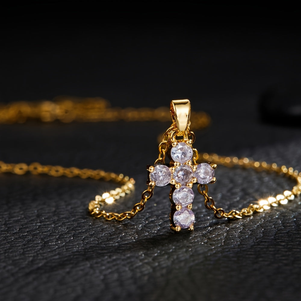 Golden-Tone Copper Cross Necklace