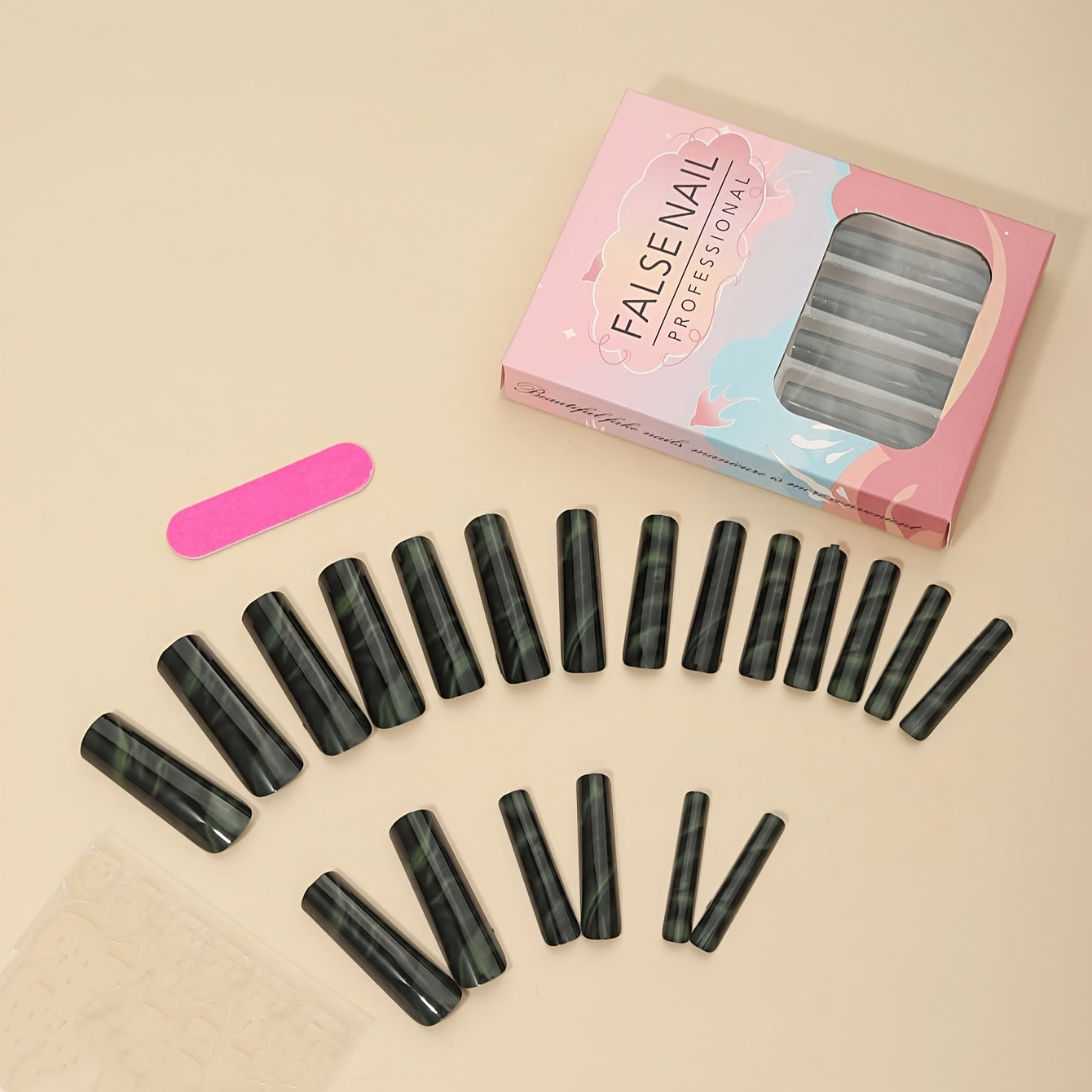 [Autumn Artificial Painting] 24pcs Blue Smoke Green Artificial Jade Ink Wash Painting | Minimalist White Highlights, Essential for Autumn and Winter Cool Style, Includes One Jelly Glue and a Polishing Scraper