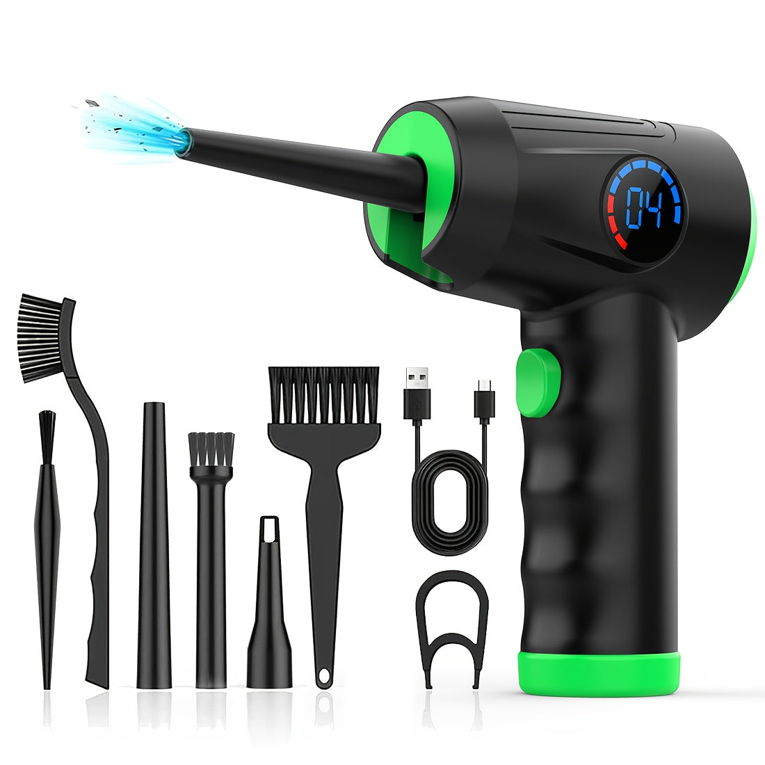 Cordless Electric Air Duster with 51000 RPM High-Power Blower, 4-Speed Adjustable & LCD Display, 3000mAh Fast Charging, 15-45 Min Runtime, USB-Powered Portable Cordless Vacuum Cleaner for Computers, Keyboards, TVs, Gaming Con