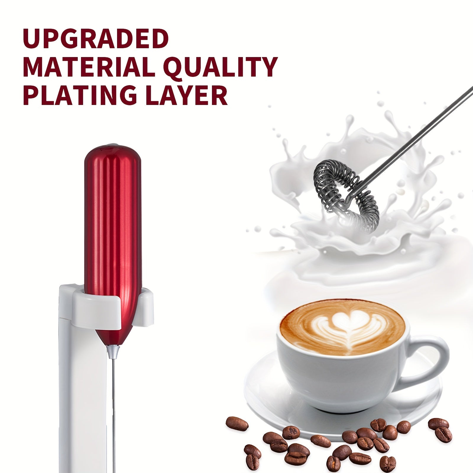 Lalayuan Powerful Electric Milk Frother & Drink Mixer - Heavy-Duty Stainless Steel Handheld Electric Whisk with 2-in-1 Design, 2-in-1 Foaming & Blending