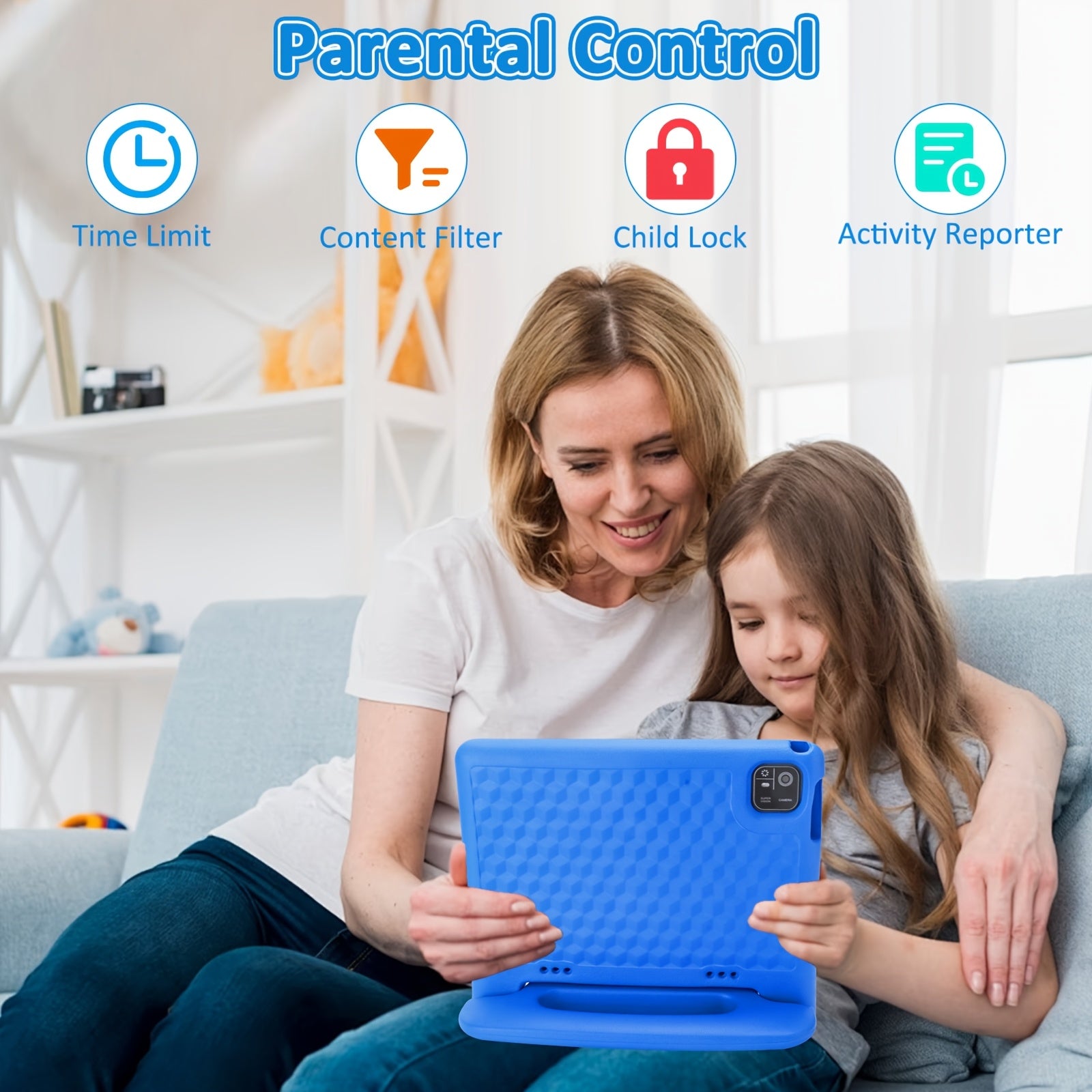 10.1Inch Kids Tablet, 8(4+4)GB+64GB, Android 14, Wifi, Dual Camera, 1280*800, 6000mAh, Parental Control, Educational, Drop Protection, Google Kids Space, Eye Protection, Best Gift, Tablet, Pad