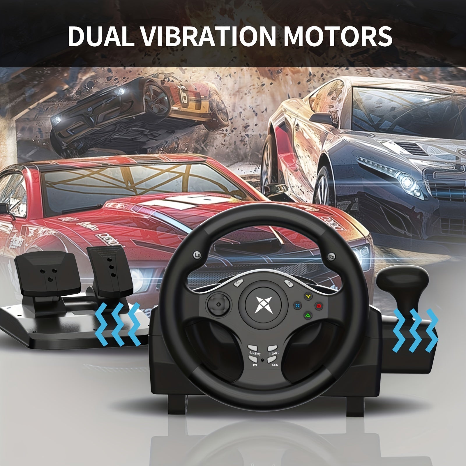 DOYO Gaming Steering Wheel with Pedal, 270° PC Racing Wheel with Vibration Feedback, Xbox Controller Compatible for PS4, Xbox X/S, Xbox One, PS3, Switch, Android, Realistic Racing Simulator