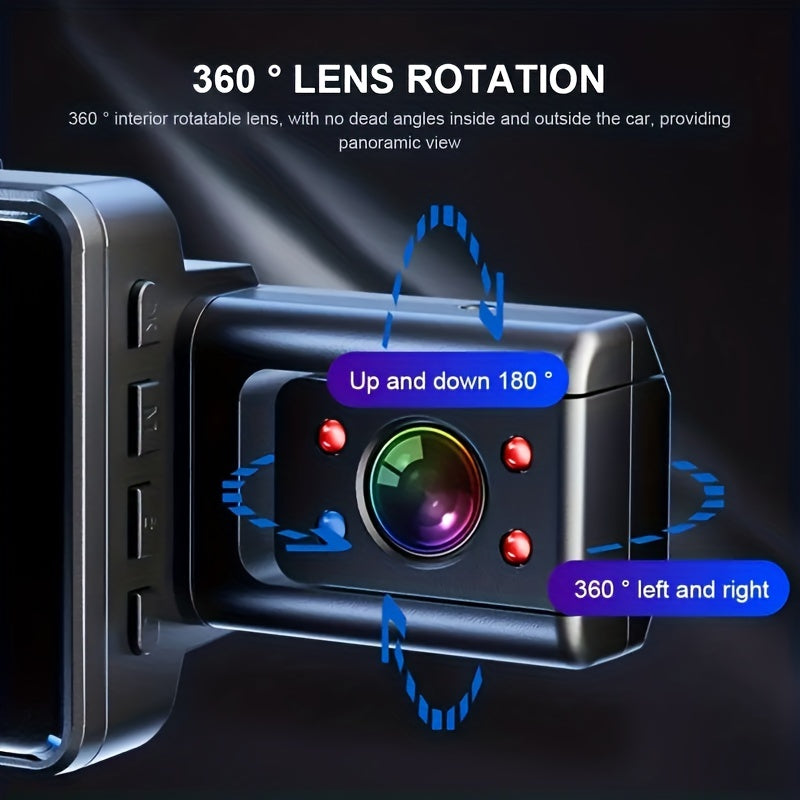 [Dual Lens Dash Cam] NTTAMHM 3 Inch Dual Lens Dash Cam | Front and Inside Car Camera with Loop Recording, Night Vision, Wide Angle Car DVR Camera Car Video Recorder Vehicle Black Box