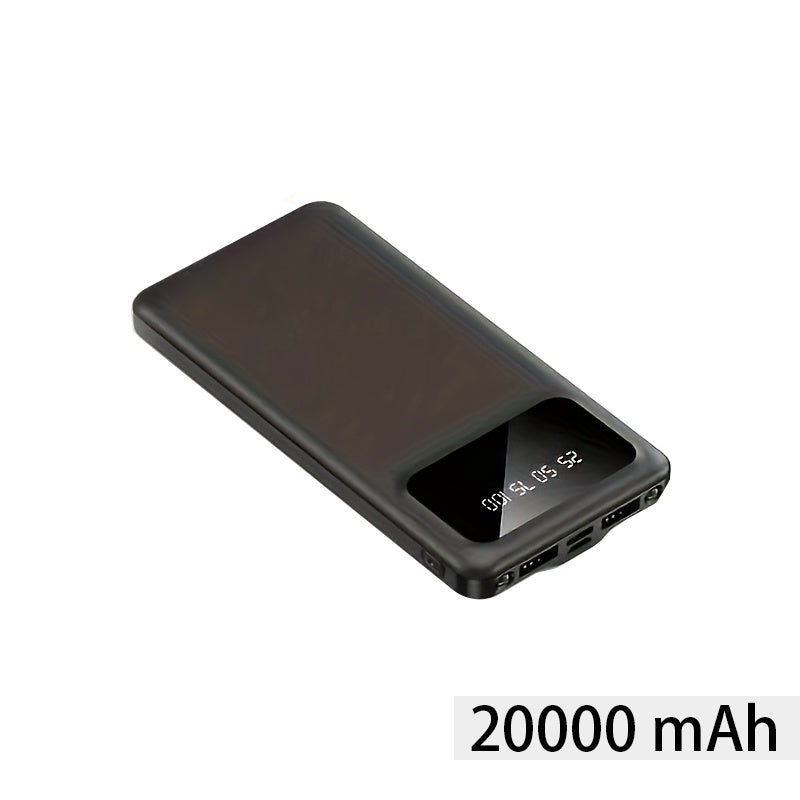 Large Capacity Mobile Power Supply 10000/ 20000mah, 5V2.1A Portable USB Charger, LED And Digital Display, For Ios/ Android Devices, 2xUSB Output, Type-c/ Micro Input, Safe And Stable Polymer Lithium Battery