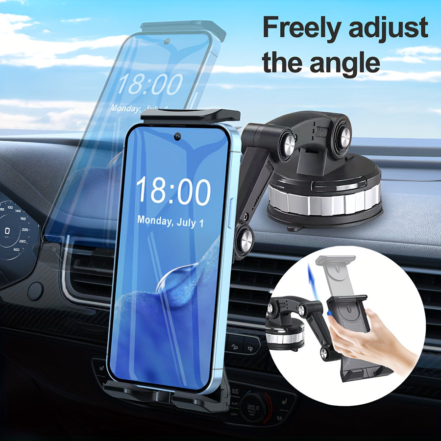 2-in-1 Universal Car Mount Holder for 4-13 Inch Phones/Tablets with Stable Vacuum Adsorption, ABS Material, Compatible with Trucks and Cars