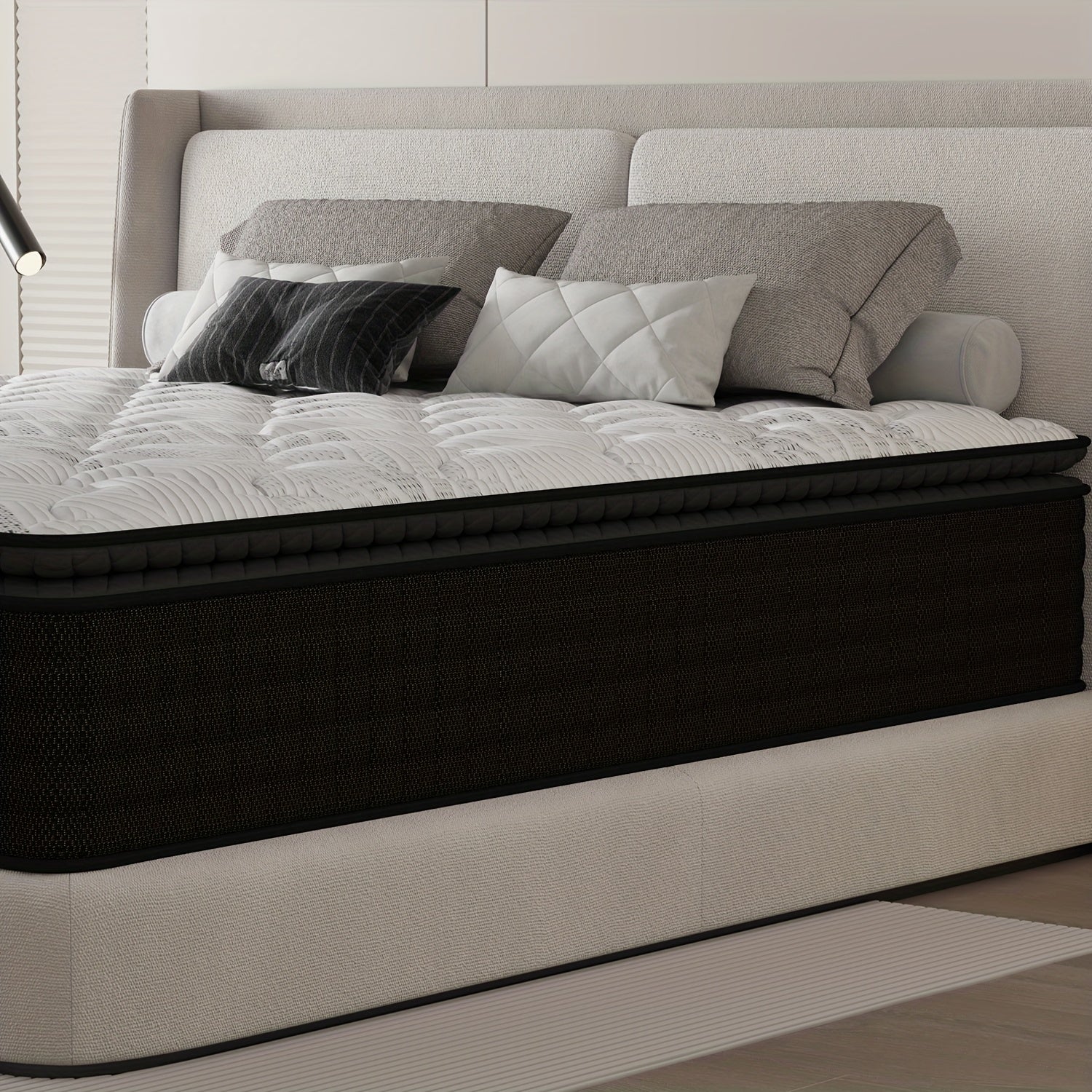 MRH 12-Inch White Box-Style Hybrid Mattress with Memory Foam & Individually Pocketed Springs - Fire-Resistant, Firm Support for Home Guest Rooms & Hotels, No Power Needed, Durable & Comfortable Sleep Solution, Hotel Bedding,