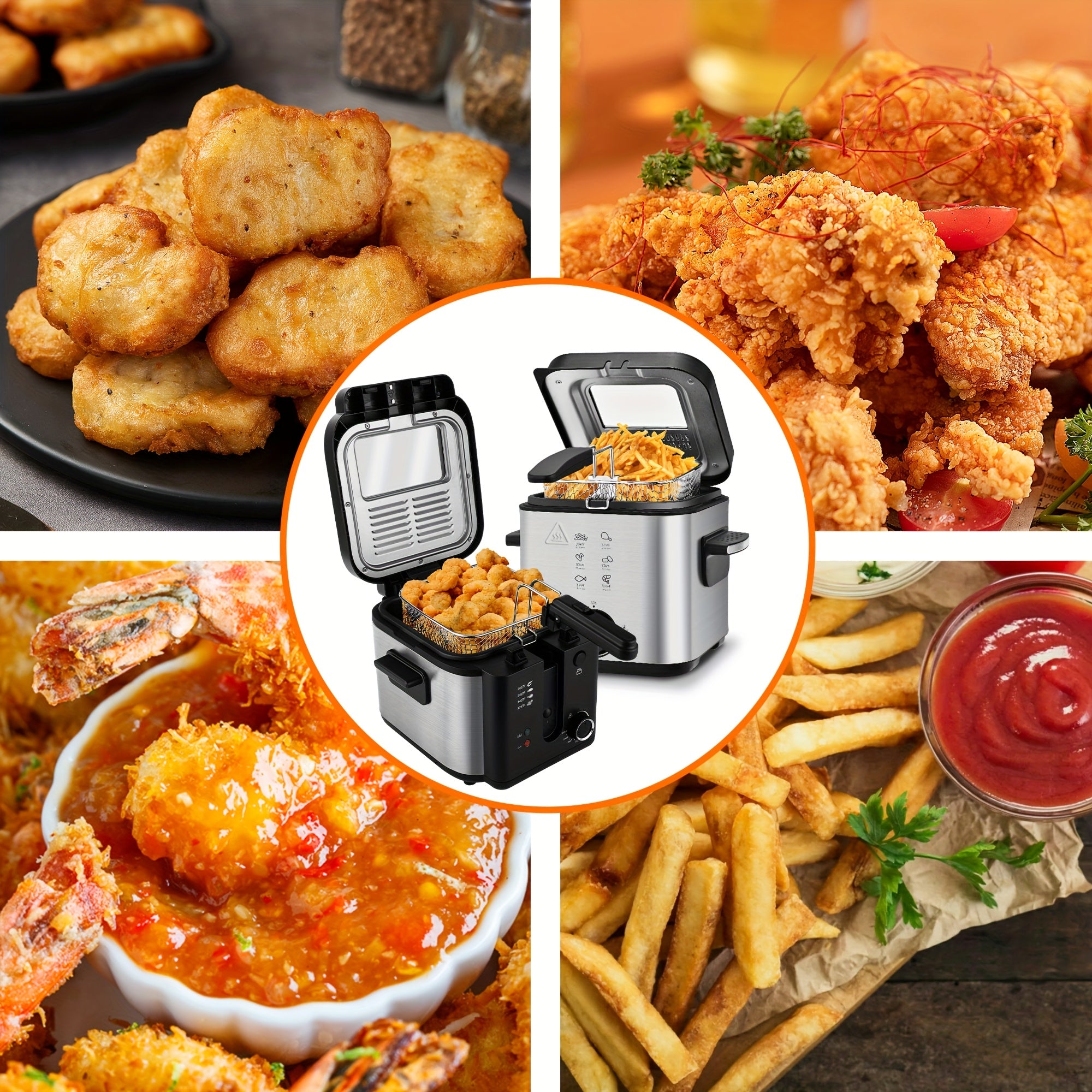 SUSTEAS 1500W Smokeless Electric Fryer with Precise Temperature Control, Removable Basket & Non-Stick Basket - Large Capacity for Home/Commercial Use, Dishwasher-Safe, Compact Design - Ideal Gift for Cooking Enthusiasts & Fat