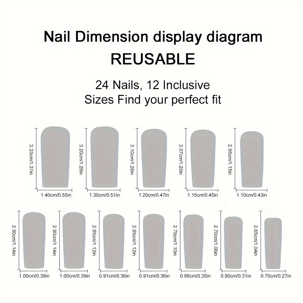 24pcs long square detachable portable wearablenails gift box, romantic French embellished with red and white ribbons, heart-shaped fashionable matching, detachable nainails, Nail Art, Romantic Design, Elegant Nails, Durable N