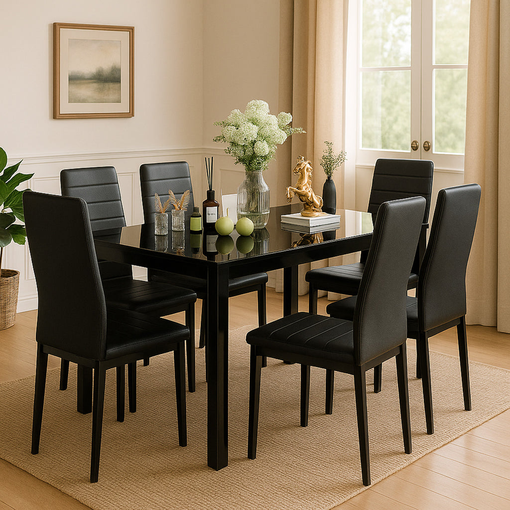 7-Piece Modern Glass Dining Table