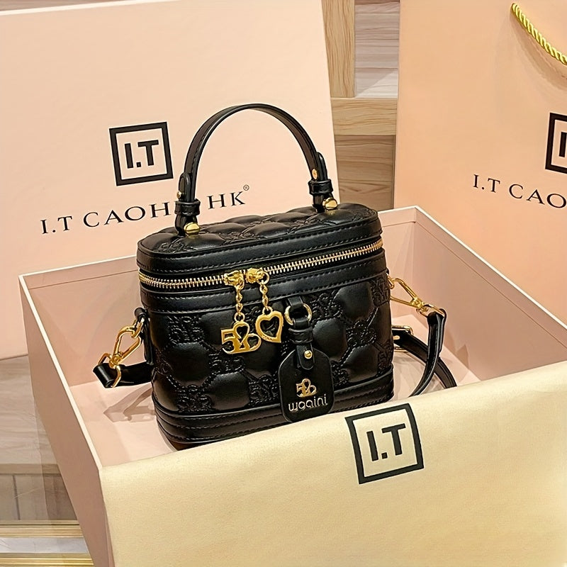 [Luxury Box Bag] High-End Retro Mini Box Bag | Light Luxury Niche, Women's Cross-Body Bag, Zipper Closure, Detachable Shoulder Strap, Valentine's Day Gift for Girlfriend, Perfect for Daily And Commuting Us