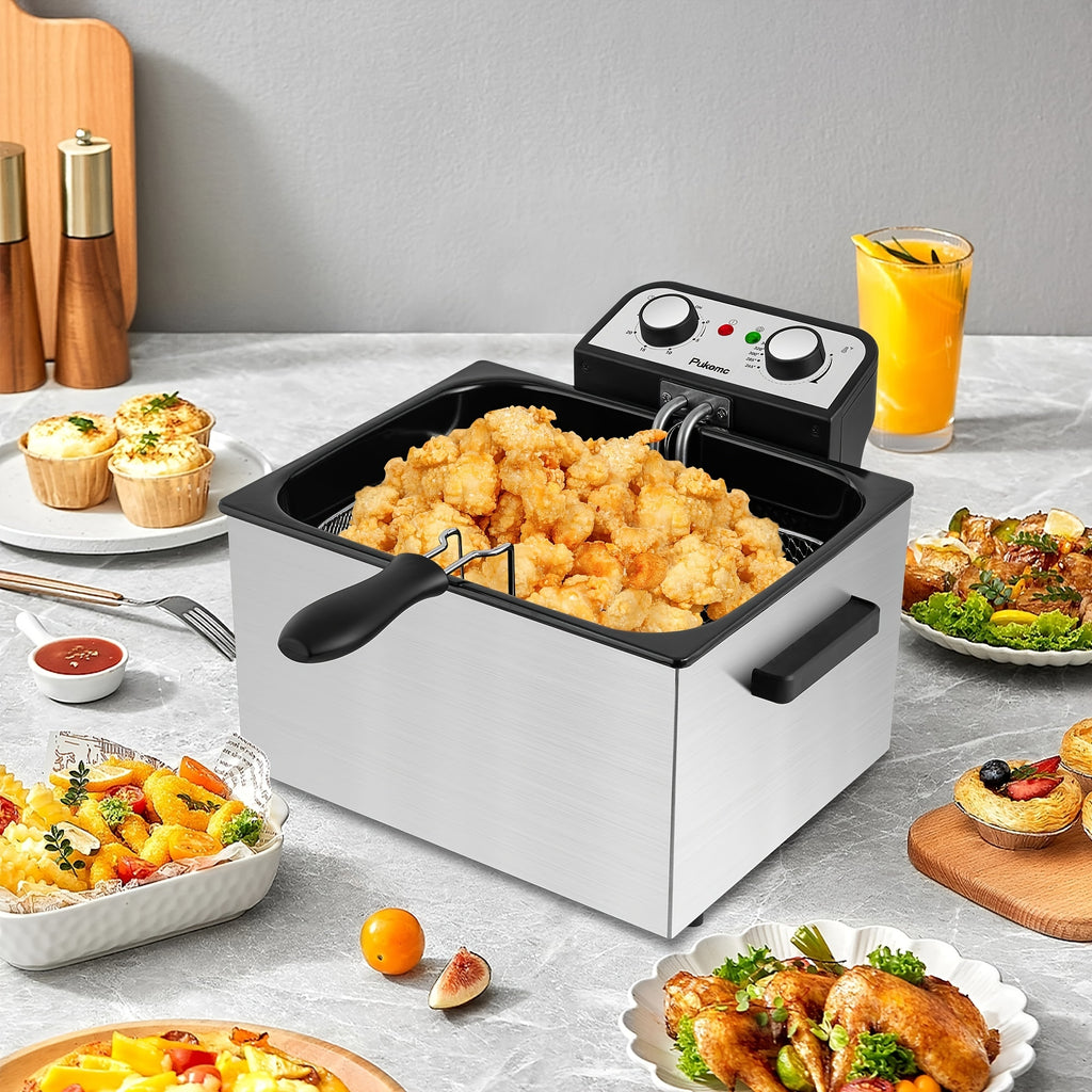 SUSTEAS Deep Fryer for Home Use, Large Capacity Oil Fryer with 5 Sizes, Adjustable Temperature Control, Easy-to-Clean Pot, Made Of 304 Stainless Steel, Local Warehouse, Compact And Durable Design, Stylish Cooking Appliance &