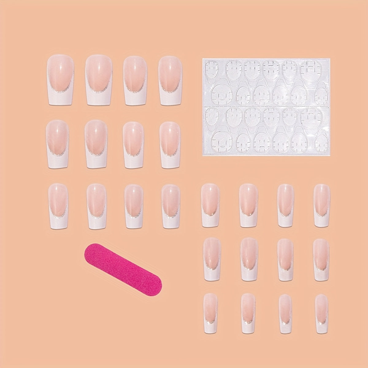 24pcs Elegant White French Tip Press-On Nails Kit – Includes Jelly Glue & Nail File | Minimalist Acrylic Fake Nails for Brides, Professionals & Trendy Styles | Reusable Salon-Grade Nails for Weddings, Dates, Office & Specia