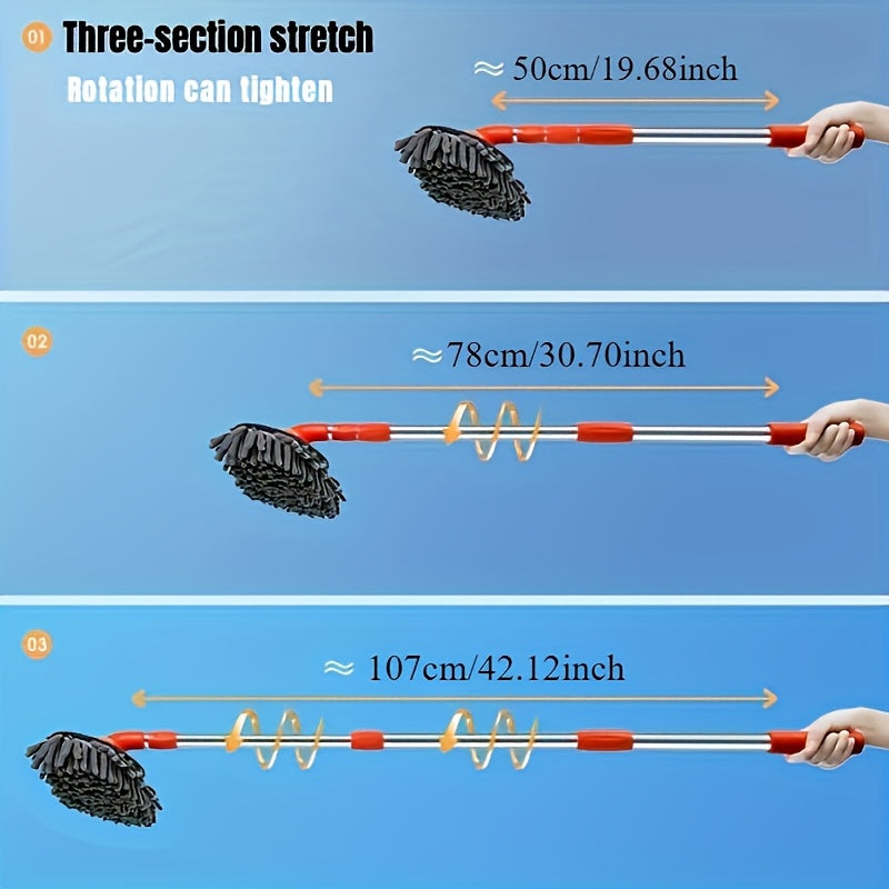 Complete Set, Car Wash Brush Mop Kit, Mitt Sponge with 44" Long Handle Car Cleaning Supplies Kit, Duster Washing Car Tools, Double Brush Head Mop, Car Care Kit Of Scratch-Free Replacement Head for Car RV Truc, Without Battery