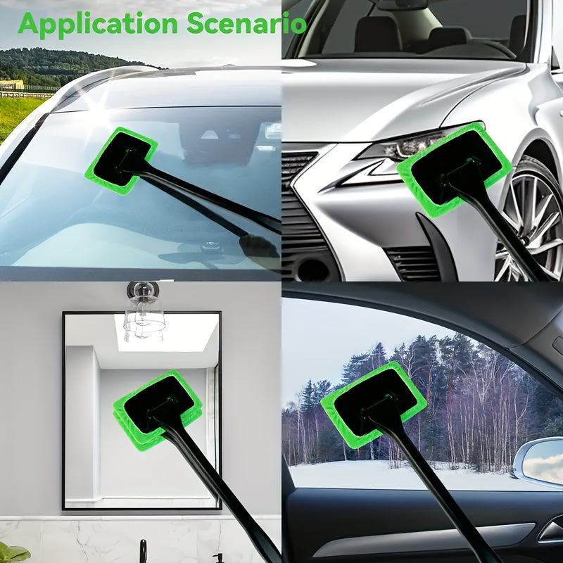 1-Pack, Easy To Hold Long Handle Car Windshield Cleaner - Easily Protects And Illuminates Your Windows As Well As Bathroom And Kitchen Glass Surfaces